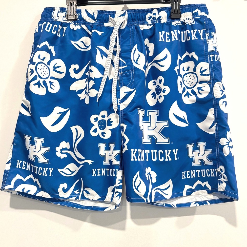 Wes And Willy Mens Swim Trunks XXL Kentucky Wildcats Floral Beach Hawaiian 21245